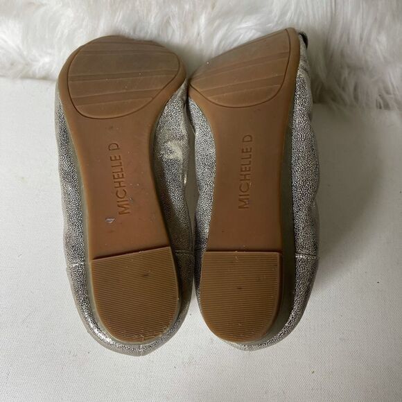 Michelle D Leather glitzy gold metallic flats SZ10 - Picture 8 of 8